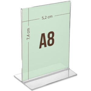 Menukortholder A8 T-stand højformat